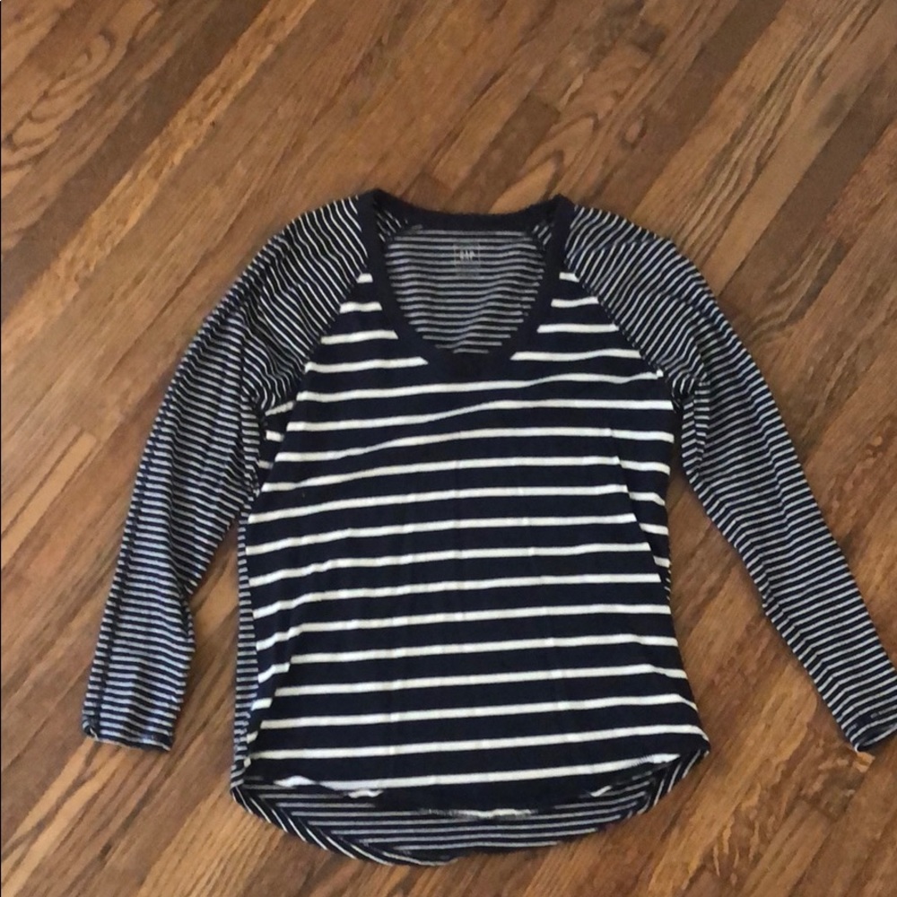 Gap Navy Striped Cropped Shirt